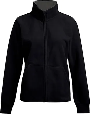 Produktbild von Doppel-Fleece Jacke Plus Size Damen, Schwarz-Hellgrau, XXL