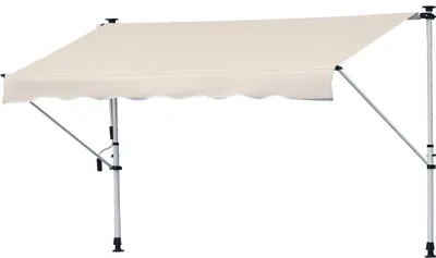 Image de Outsunny Store banne Manuel ršŠtractable 4L x 1,2l m Auvent TšŠlšŠscopique sans Per?age Inclinaison et Hauteur ršŠglable Installation Rapide mšŠtal alu Polyester Anti-UV kaki