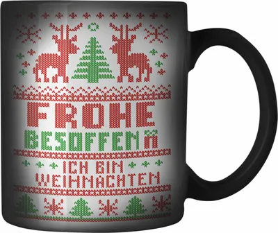 Produktbild von Trendation - Weihnachten Farbwechsel Zauber-Tasse Ich Bin WeihnachtsFarbwechsel Zauber-Tasse WeihnachtsFarbwechsel Zauber-Tassen Lustig Glühwein Becher Geschenk Farbwechsel Zauber-Tassen Weihnachtsmarkt Frauen Männer (Schwarz)