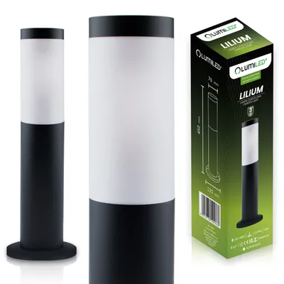 Obrázok produktu pre LUMILED Stojacia lampa Vonkajšie svietidlo 45cm Bollard Light IP44 z nehrdzavejúcej ocele E27 Záhradné svetlo Čierna stojaca lampa Svetlo na cestu Vonkajšia lampa Stojaca lampa Vonkajšia stojaca lampa