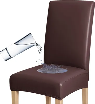 Produktbild von Elastischer Stuhlbezug aus Kunstleder, Braun – Schonbezug