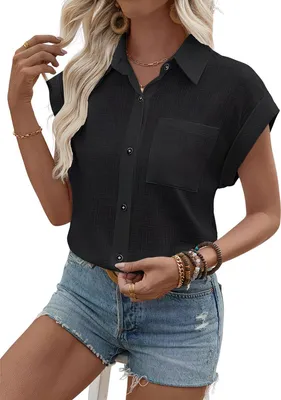 Productafbeelding van Currero Linnen Blouse Dames Zwart XL