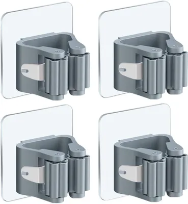 Produktbild von Gerätehalter, Gartengerätehalter Besenhalter Selbstkleben Rostfrei Besenhalterung Wand ohne Bohren Besen Mop Halter für Zuhause 4 Stück