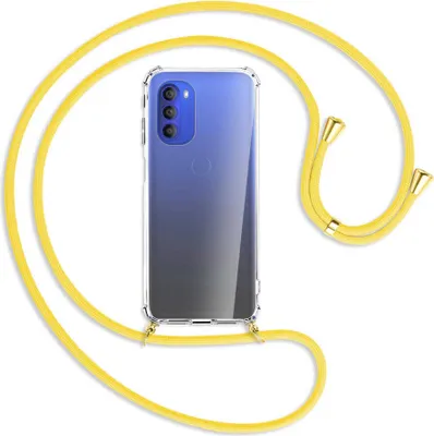 Produktbild von Handykette Backcover-Schutzhülle mit Band (Metall goldfarben) für Motorola Moto G51 5G - gelb