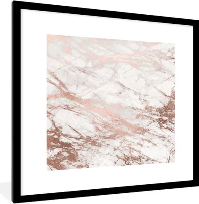 Produktbild von MuchoWow® MuchoWow® Gerahmtes Poster Marmor - Rosa - Luxus - Marmoroptik - Glitzer - Design 40x40 cm - Poster mit zchwarzem Bilderrahmen - Poster - Plakat im Rahmen