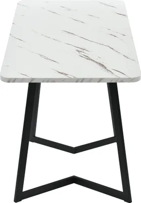 Produktbild von Flieks Esszimmertisch Esstisch, Rechteckiger Küchentisch mit Metallbeinen für Esszimmer Wohnzimmer, 117x68x75 cm, Schwarz /Weiß