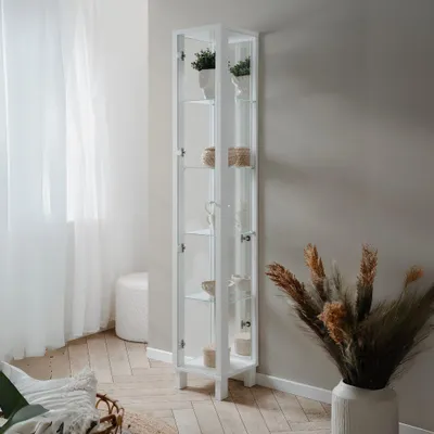 Immagine prodotto di Vetrina colore bianco con anta e 4 ripiani Albi52A 33x33x189H