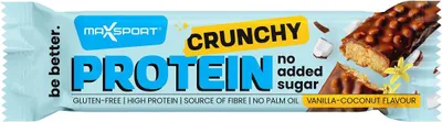 BATON PROTEINOWY CRUNCHY O SMAKU KOKOSA I WANILII W CZEKOLADZIE MLECZNEJ BEZ DODATKU CUKRÓW BEZGLUTENOWY 40 g - MAXSPORT