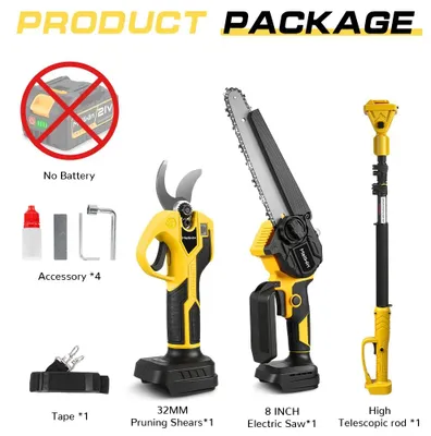 Produktbild von 4-in-1 bürstenlose Teleskop-Kettensäge Set - Stiellänge 100–185 cm - 20 cm Kettensäge - 32 mm Astschere - Elektro-Gartengerät für 18V Akku - ohne Akku