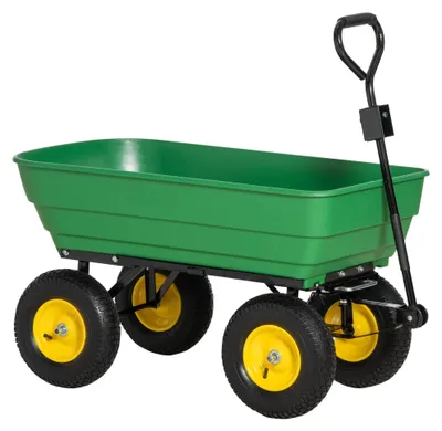Image de Chariot de jardin - Chariot de transport - Chariot à benne basculante - Chariot de manutention - Chariot à main - Capacité de 125 litres - Acier avec éléments en plastique