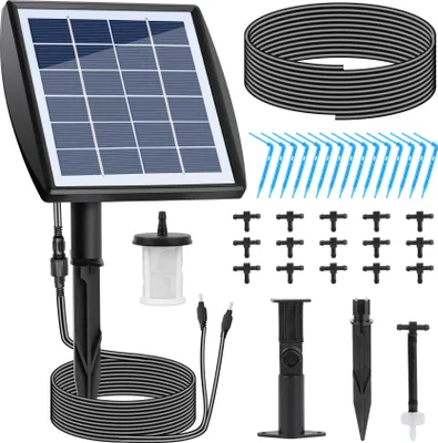 Produktbild von Forever Automatisches Solar-Tropfbewaesserungsset,solarbetriebenes Bewaesserungssystem fuer Garten, Balkon,mit Timer und 15 Tropfer -15m Schlauch