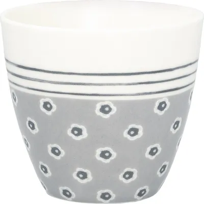 Produktbild von Greengate Latte Cup MALIA Grau Weiß mit Blumen Kaffeebecher 300 ml