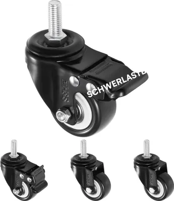 Produktbild von H&S 4x 50mm Möbelrollen - Rollen Möbel Lenkrolle mit M10 Gewinde - 4 Schwerlastrollen - 4 Lenkrollen Transportrollen - 4 PolyurethanGummi Rollen Schwerlast -