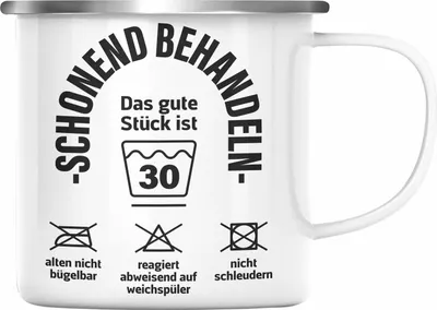 Produktbild von Trendation - 30. Geburtstag Emaille Tasse Mann Frau Geschenk Mutter Vater Lustiger Spruch 30er Geburtstagsgeschenk (Silber)