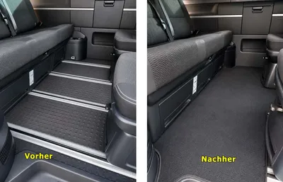 Image de Tapis de sol pour l'habitacle de la VW T5/T6 Multivan California – adapté à la moquette de l'habitacle (sièges pivotés)