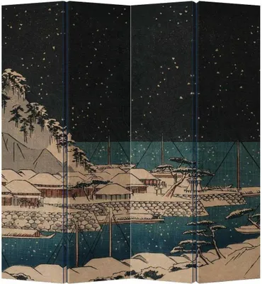 Produktbild von Fine Asianliving Paravent Raumteiler Spanische Wand Trennwand Room Divider Raumtrenner Sichtschutz Japanisch Orientalisch Chinesisch L160xH180cm Bedruckte Canvas Doppelseitig Asiatisch