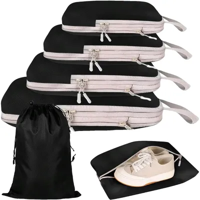 Image de Sac de rangement, compressible, étanche, lot de 6, couleur noire