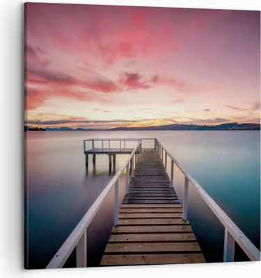 Produktbild von Bild auf Leinwand - Leinwandbild - Einteilig - Brücke Rosa Himmel - 50x50cm - Wand Bild - Wanddeko - Wandbilder - Leinwanddruck - Bilder - Wanddekoration - Leinwand bilder - Wandbild - AC50x50-4795