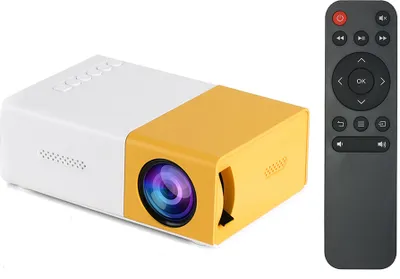 Obrázek produktu pro Mini LED projektor s jasem 400 lumenů Přenosný videoprojektor s integrovaným reproduktorem a podporou dálkového ovládání HD / AV / USB / 3,5mm audio konektor pro domácí kino