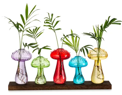 Imagen del producto de Omgoods - Juego de 5 jarrones decorativos con forma de seta