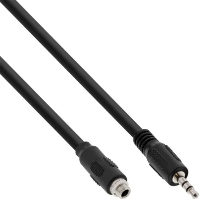 Produktbild von InLine Audio Adapterkabel, 3,5mm Stereo Stecker/Einbaubuchse mit Gewinde, 0,6m, 3.5mm, Stecker, 3.5mm, Buchse, 0,6 m, Schwarz
