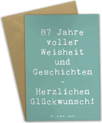 Produktbild von Mr. & Mrs. Panda Grußkarte Spruch 87. Geburtstag Weisheit - Meeresbrise - Geschenk, herzliche Glückwünsche, einladungskarten, Ehrentag 87 Jahre, Alter, Grußkarten, Liebe