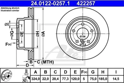 Produktbild von ATE Bremsscheibe  24.0122-0257.1