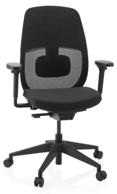 Produktbild von hjh OFFICE Profi Bürostuhl Skandis Ergonomischer Schreibtischstuhl mit Armlehnen (höhenverstellbar) Stoff / Netzstoff Schwarz Drehstuhl für Büro, Zuhause
