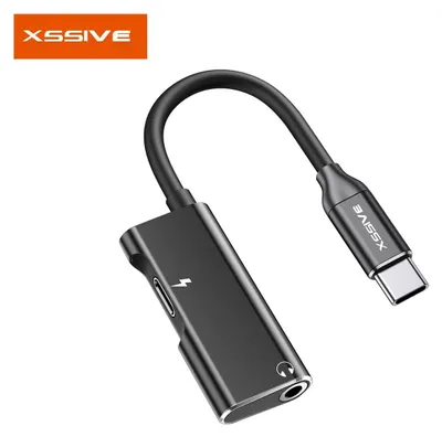 Image de Xssive Adaptateur convertisseur audio type-C vers minijack 3.5mm + adaptateur type-C connecteur convertisseur noir