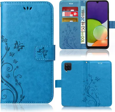 Produktbild von Samsung Galaxy A22 5G Bookstyle Flower Blau