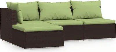 Obrázok produktu pre vidaXL 4-dielna záhradná súprava s vankúšmi Brown Poly Rattan