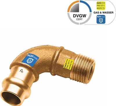 Produktbild von Sanpro Pressfitting 90° Winkel - Bogen mit Außengewinde, Größe V 18 - 1/2"