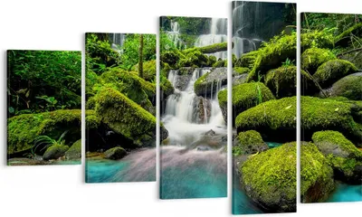Produktbild von Bild auf Leinwand - Leinwandbild - Park Wasserfall Wasser - 100x60cm - Wand Bild - Wanddeko - Leinwanddruck - Bilder - Kunstdruck - Wanddekoration - Leinwand bilder - Wandkunst - EG100x60-3754