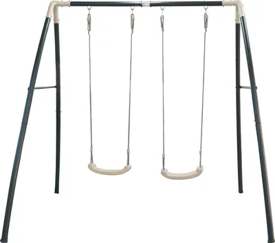Produktbild von AXI Schaukel aus Metall in Anthrazit & Creme | Doppelschaukel mit Gestell für 2 Kinder / Kinderschaukel | Schaukelgestell für den Garten