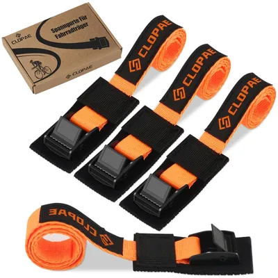 Produktbild von Set mit 4 Spanngurten mit Klemmen für Fahrräder und Dachgepäckboxen