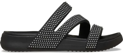 Produktbild von Crocs Getaway Gems Strappy Damen Komfort-Pantoletten mit Glanz Schwarz (Black), 212584-001 - Gr. 39-40