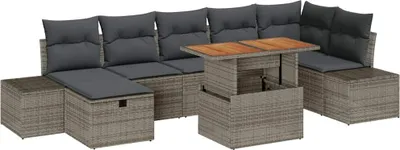 Obrázok produktu pre vidaXL Záhradná sedacia súprava 8 ks Grey Poly-Rattan