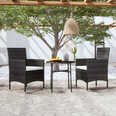 Produktbild von The Living Store 3-tlg. Garten-Essgruppe Poly Rattan Schwarz