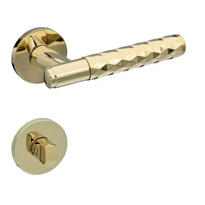Produktbild von Gavroche Türgriffe Set WC/Bad Türklinken für Innentüren in Gold Optik Drückergarnitur für Zimmertür mit runder Rosettengarnitur aus Zink