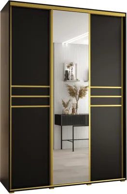 Produktbild von MEBLE KRYSPOL Davos 11 Schrank, drei Türen - 235,2x180x45 cm - Schwarz Schwarz Gold
