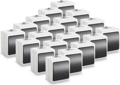 Produktbild von ABSINA Aufputz Wechselschalter für Feuchtraum - 20x 1fach Aufputz Schalter IP54, 250V, 10A - Aufputzschalter für Feuchtraum