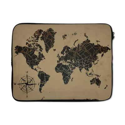 Produktbild von MuchoWow® Laptop Hülle 15 Zoll Weltkarte - Abstrakt - Braun Laptoptasche - Laptoptasche - Sleeve - Rundum-Schutz