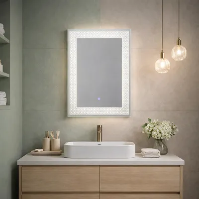 Immagine prodotto di Specchio rettangolare 50x70 con decorazione illuminata a led