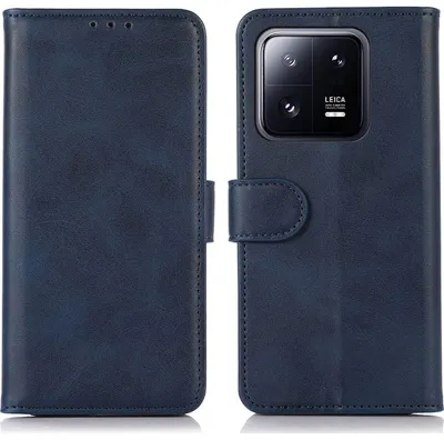Produktbild von Mobigear Wallet Klapphülle für Xiaomi 13 - 3 Kartenfächer mit Standfunktion Kunstleder Blau