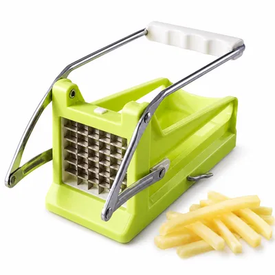 Produktbild von Kartoffelschneider manuell, Pommes-Schneider mit 2 austauschbaren Klingen, Gemüseschneider für Pommes, Gurken, Karotten & Gemüse