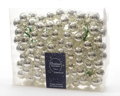 Produktbild von Weihnachtskugeln am Draht 2cm Glas 144 Stück - Silber glänzend