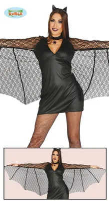 Produktbild von Halloween Fledermaus Kostüm Größe M mit Flügeln und Haarband