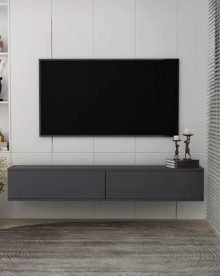 Obrázok produktu pre Skye Decor, kvalitný stojan na televízor, antracitová farba, 120 x 25,8 x 29,6 cm | 100 % melamínom potiahnutá drevotriesková doska, hrúbka 18 mm | Možnosť montáže na stenu, moderný dizajn pre váš domov.