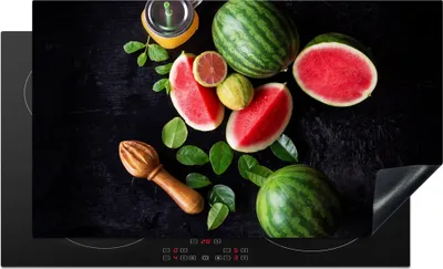 Produktbild von KitchenYeah© Herdabdeckplatte Wassermelone - Smoothie - Obst - Zitronenpresse , 91x52cm, Küche Deko, Glaskeramikkochfeld Herdabdeckung, Abdeckplatte fùr Kochfeld