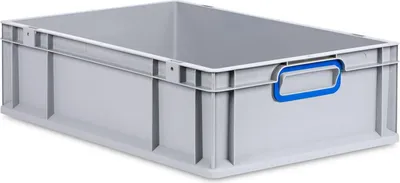 Produktbild von Eurobox NextGen Color | HxBxT 17x40x60cm | 34 Liter | Griffe blau geschlossen | Glatter Boden | Grau | Eurobehälter, Transportbox, Transportbehälter, Stapelbehälter